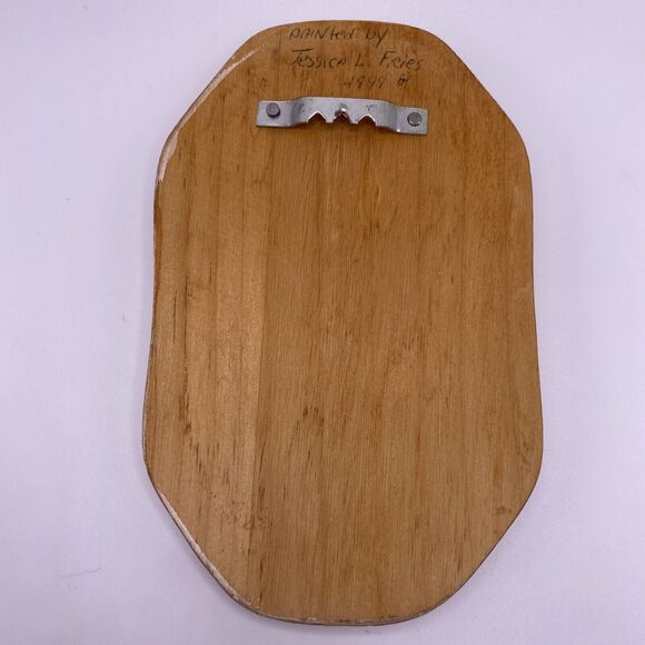 Vintage Wood Painted Holiday Snowman Wall Hanging Plaque Jessica L. Fries 1999 - Picture 2 of 3